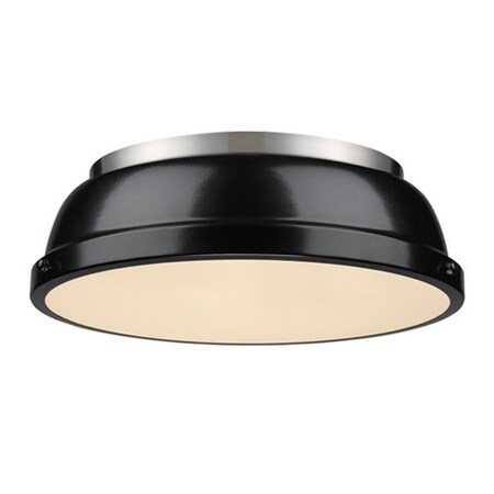 Duncan 14 In. Flush Mount In Pewter With Black Shade